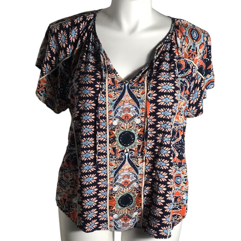 Angashion short sleeve print summer top Sz XXL